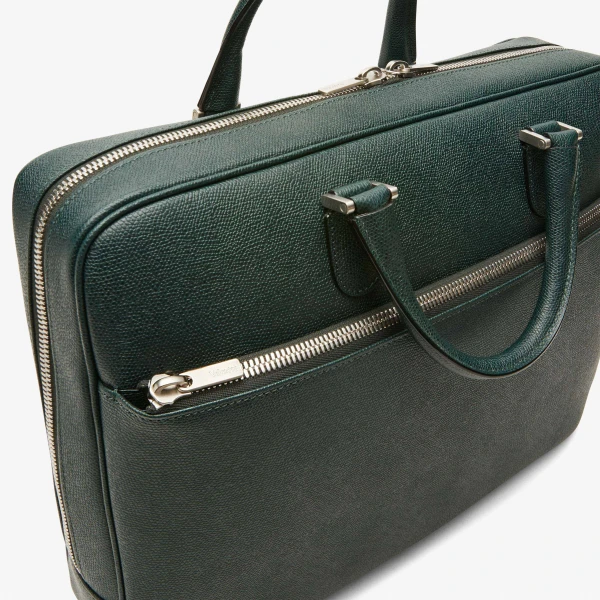 Valextra Avietta Briefcase with Zip 24H in Valextra Green | Men Bags | Luxury Shoes 