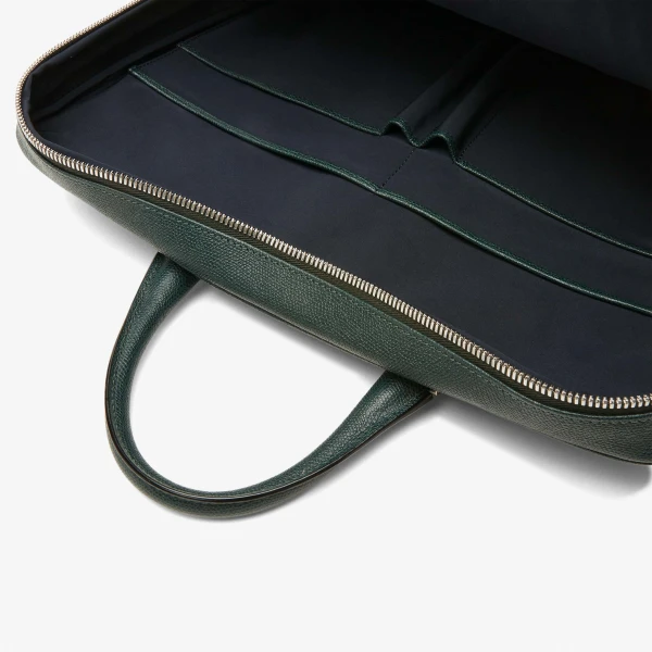 Valextra Avietta Briefcase with Zip 24H in Valextra Green | Men Bags | Luxury Shoes 