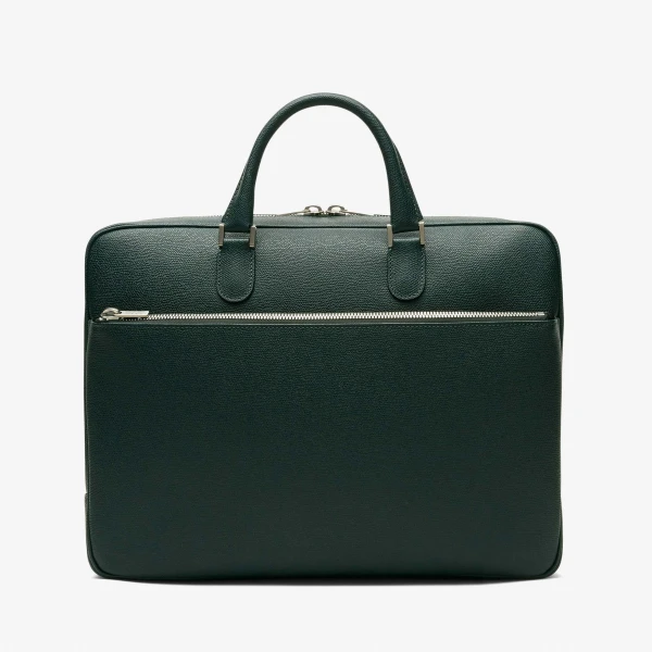 Valextra Avietta Briefcase with Zip 24H in Valextra Green | Men Bags | Luxury Shoes 