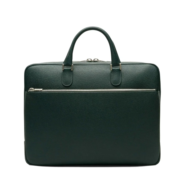 Valextra Avietta Briefcase with Zip 24H in Valextra Green | Men Bags | Luxury Shoes 