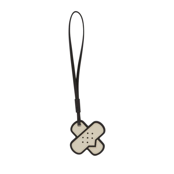 Valextra Bandaid Charm in Pergamena White and Black | Bag charms | Luxury Shoes 