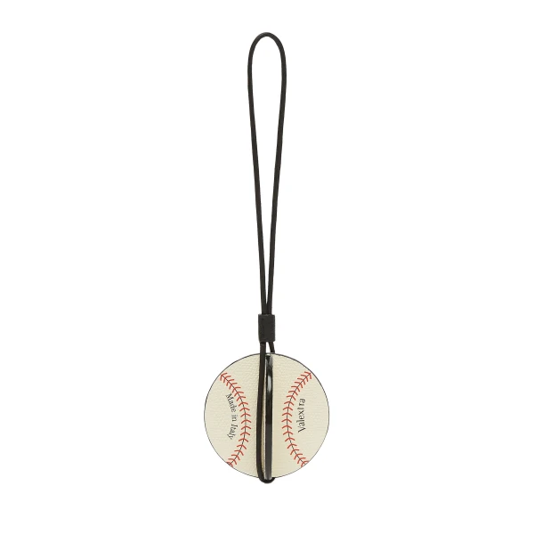 Valextra Baseball Charm in Pergamena White, Red and Black | Bag charms | Luxury Shoes 