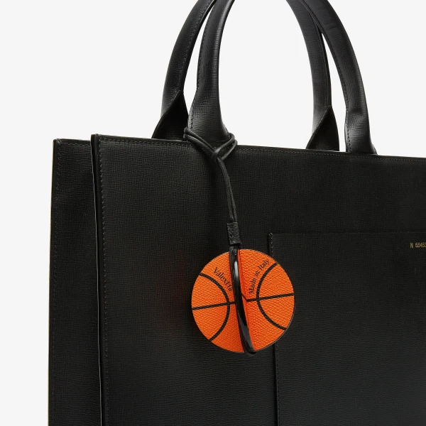 Valextra Basketball Charm in Orange and Black | Bag charms | Luxury Shoes 