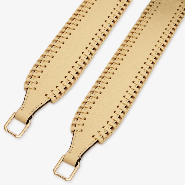 Valextra Braided Shoulder Strap in Cream Yellow | Bag Straps | Luxury Shoes 