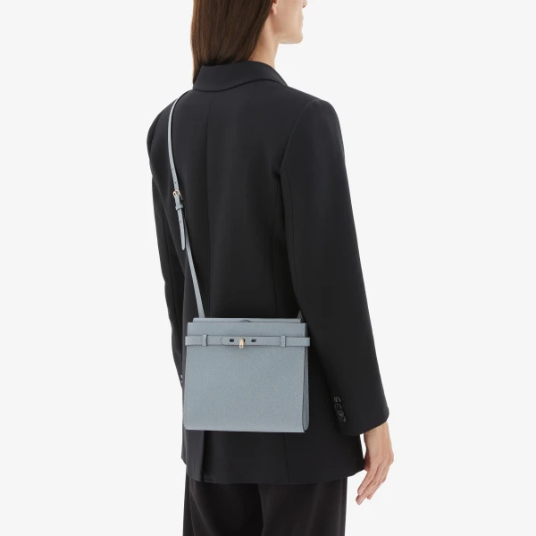 Valextra Brera B-Tracollina Crossbody Bag in Niagara Blue | Shoulder & Crossbody Bags | Luxury Shoes 