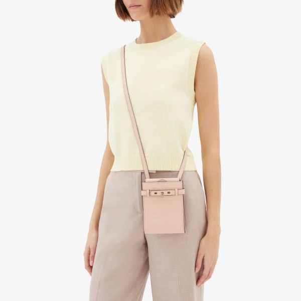 Valextra Brera B-Tracollina Slim Crossbody Micro Bag in Bonne Mine Pink | Shoulder & Crossbody Bags | Luxury Shoes 