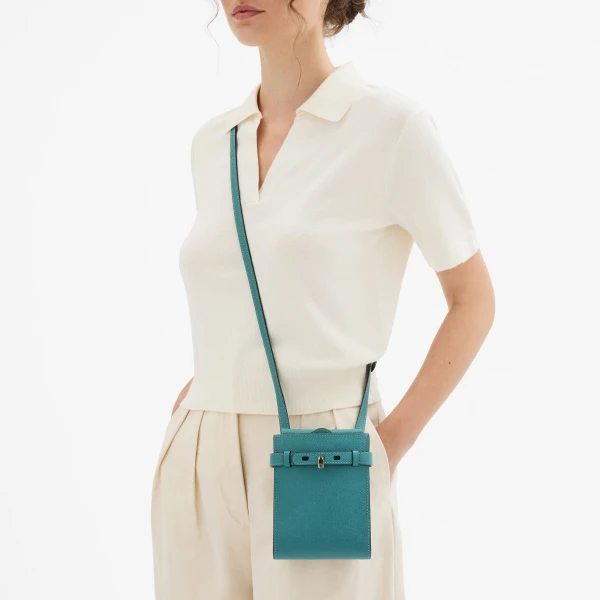 Valextra Brera B-Tracollina Slim Crossbody Micro Bag in Bottle Green | Shoulder & Crossbody Bags | Luxury Shoes 