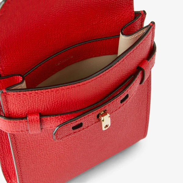Valextra Brera B-Tracollina Slim Crossbody Micro Bag in Crimson Red | Shoulder & Crossbody Bags | Luxury Shoes 