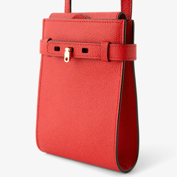 Valextra Brera B-Tracollina Slim Crossbody Micro Bag in Crimson Red | Shoulder & Crossbody Bags | Luxury Shoes 