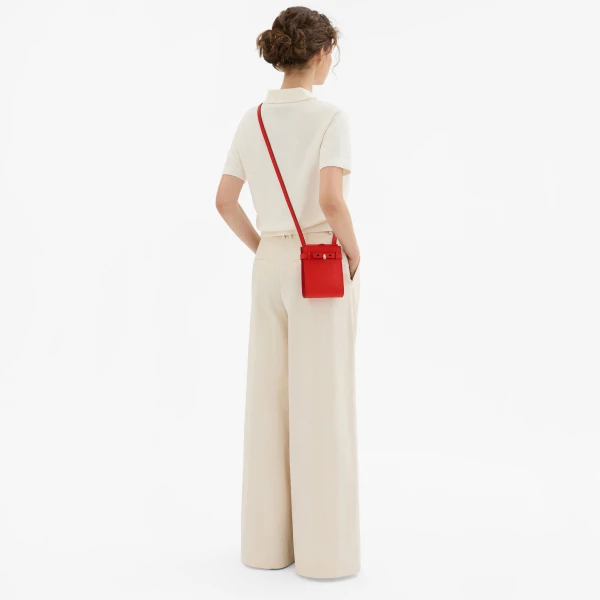Valextra Brera B-Tracollina Slim Crossbody Micro Bag in Crimson Red | Shoulder & Crossbody Bags | Luxury Shoes 