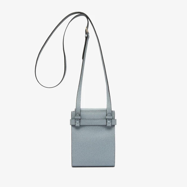 Valextra Brera B-Tracollina Slim Crossbody Micro Bag in Niagara Blue | Shoulder & Crossbody Bags | Luxury Shoes 