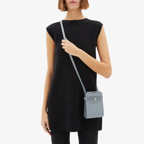 Valextra Brera B-Tracollina Slim Crossbody Micro Bag in Niagara Blue | Shoulder & Crossbody Bags | Luxury Shoes 
