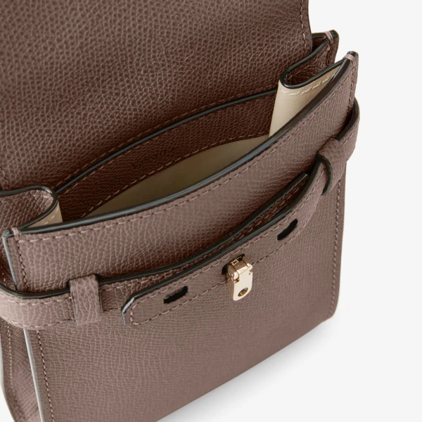 Valextra Brera B-Tracollina Slim Crossbody Micro Bag in Sahara Brown | Shoulder & Crossbody Bags | Luxury Shoes 