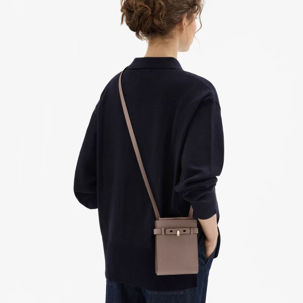 Valextra Brera B-Tracollina Slim Crossbody Micro Bag in Sahara Brown | Shoulder & Crossbody Bags | Luxury Shoes 