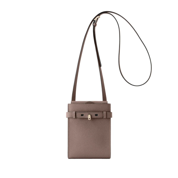 Valextra Brera B-Tracollina Slim Crossbody Micro Bag in Sahara Brown | Shoulder & Crossbody Bags | Luxury Shoes 