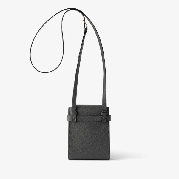 Valextra Brera B-Tracollina Slim Crossbody Micro Bag in Smokey Grey | Shoulder & Crossbody Bags | Luxury Shoes 