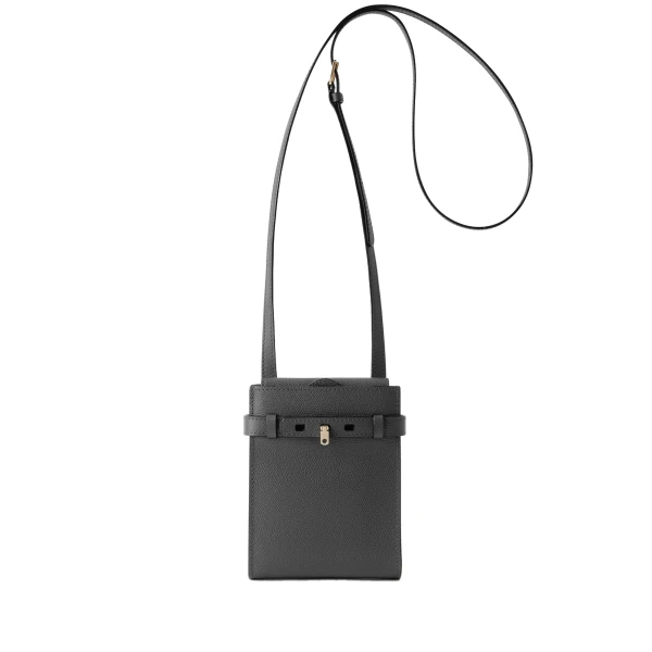 Valextra Brera B-Tracollina Slim Crossbody Micro Bag in Smokey Grey | Shoulder & Crossbody Bags | Luxury Shoes 