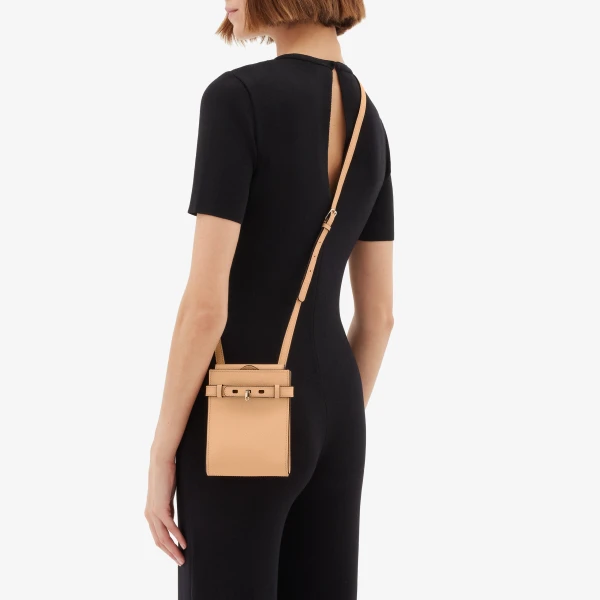 Valextra Brera B-Tracollina Slim Crossbody Micro Bag in Sunset Orange | Shoulder & Crossbody Bags | Luxury Shoes 