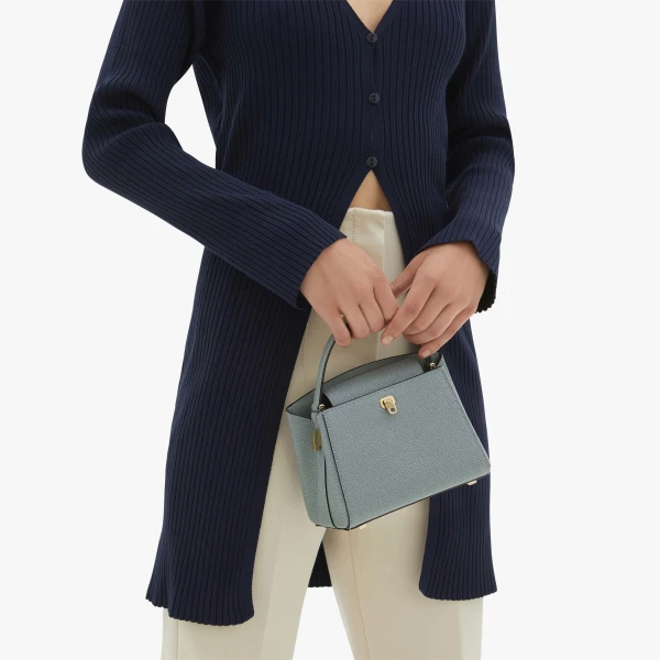 Valextra Brera Crossbody Micro Bag in Smokey Blue | Shoulder & Crossbody Bags | Luxury Shoes 