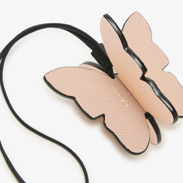 Valextra Butterfly Charm in Bonne Mine Pink, Cream Yellow and Black | Bag charms | Luxury Shoes 