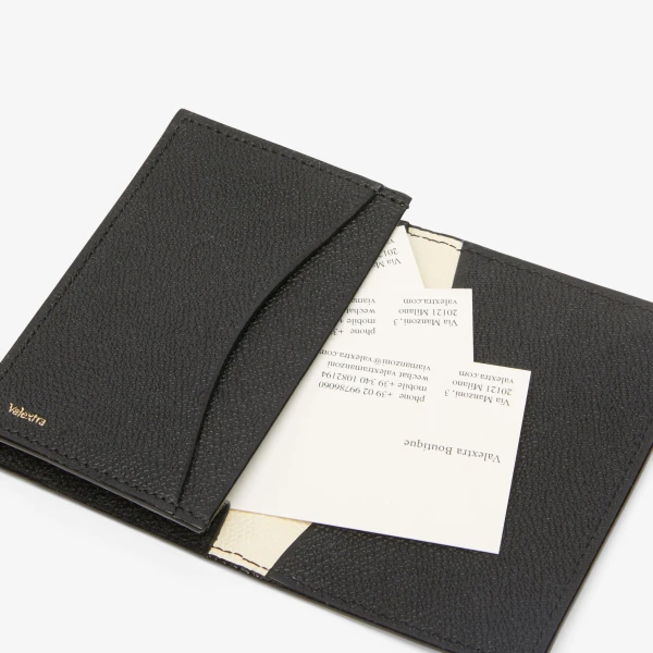 Valextra Card Case Onda in Pergamena White and Black | Wallets & Purses | Luxury Shoes 