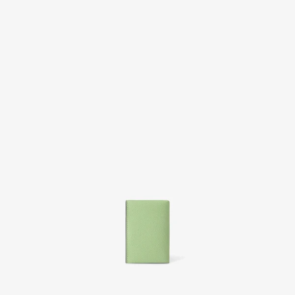 Valextra Card Case with Button in Aloe Green and Black | Wallets & Purses | Luxury Shoes 