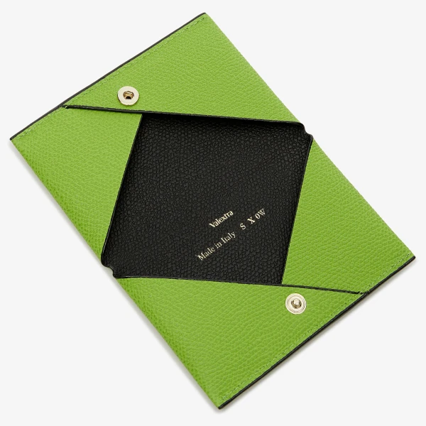 Valextra Card Case with Button in Apple Green and Black | Wallets & Purses | Luxury Shoes 
