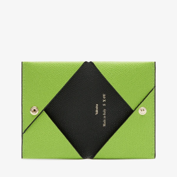 Valextra Card Case with Button in Apple Green and Black | Wallets & Purses | Luxury Shoes 