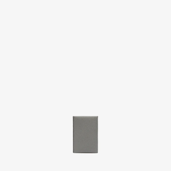 Valextra Card Case with Button in Cement Grey and Black | Wallets & Purses | Luxury Shoes 