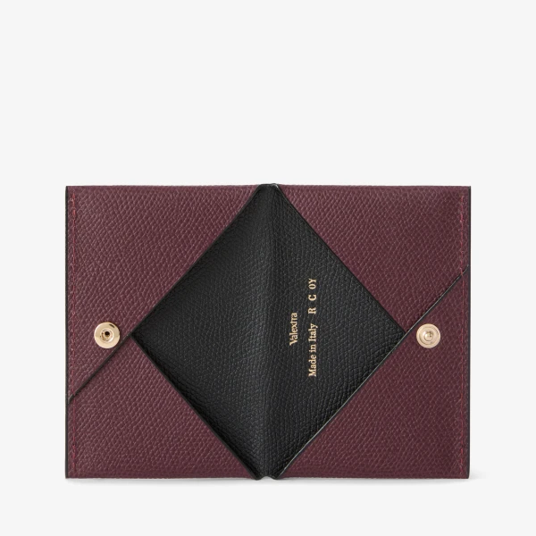 Valextra Card Case with Button in Claret Red and Black | Wallets & Purses | Luxury Shoes 