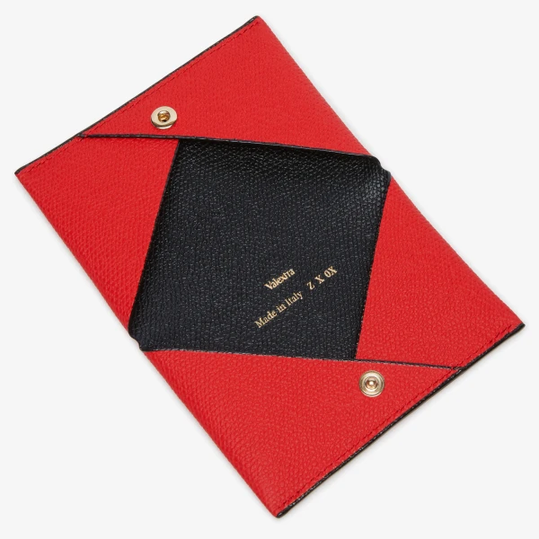 Valextra Card Case with Button in Crimson Red and Black | Wallets & Purses | Luxury Shoes 