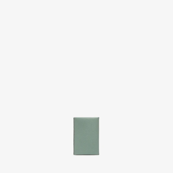 Valextra Card Case with Button in Eucalyptus Green and Black | Wallets & Purses | Luxury Shoes 