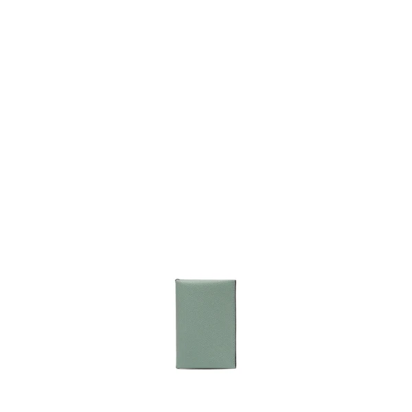 Valextra Card Case with Button in Eucalyptus Green and Black | Wallets & Purses | Luxury Shoes 