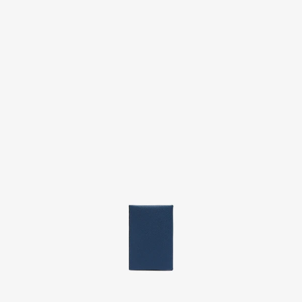 Valextra Card Case with Button in Sapphire Blue and Black | Cases | Luxury Shoes 
