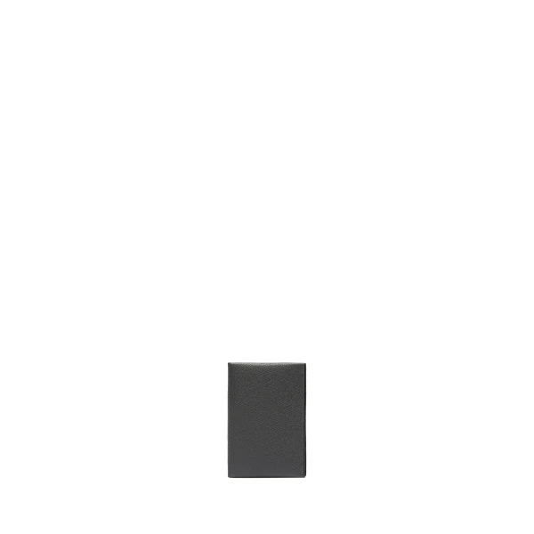 Valextra Card Case with Button in Smokey Grey and Black | Wallets & Purses | Luxury Shoes 
