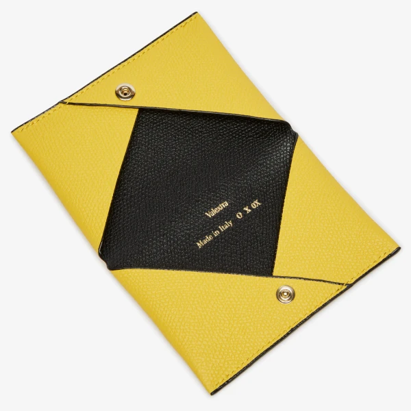 Valextra Card Case with Button in Yellow and Black | Wallets & Purses | Luxury Shoes 