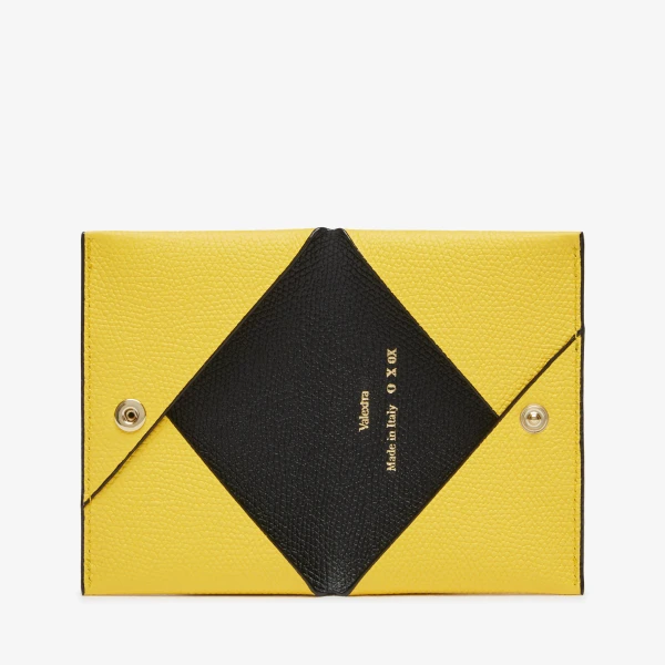 Valextra Card Case with Button in Yellow and Black | Wallets & Purses | Luxury Shoes 