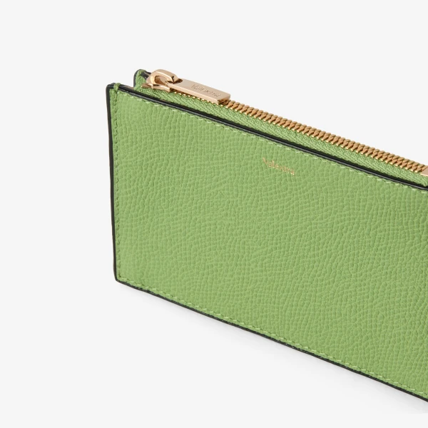 Valextra Card Holder 3CC with Zip in Aloe Green | Wallets & Purses | Luxury Shoes 