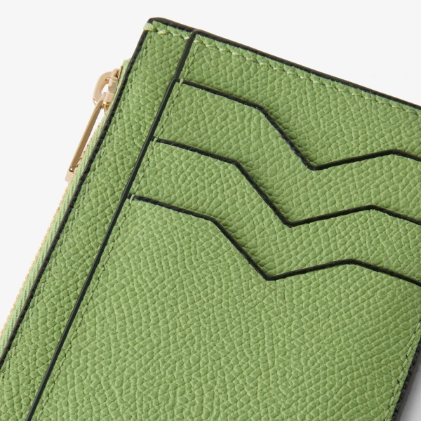 Valextra Card Holder 3CC with Zip in Aloe Green | Wallets & Purses | Luxury Shoes 