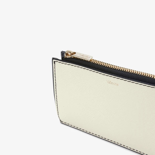 Valextra Card Holder 3CC with Zip in Black and Pergamena White | Wallets & Purses | Luxury Shoes 