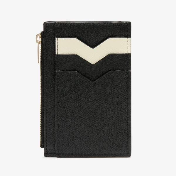 Valextra Card Holder 3CC with Zip in Black and Pergamena White | Wallets & Purses | Luxury Shoes 