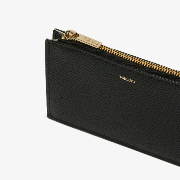 Valextra Card Holder 3CC with Zip in Black | Wallets & Purses | Luxury Shoes 