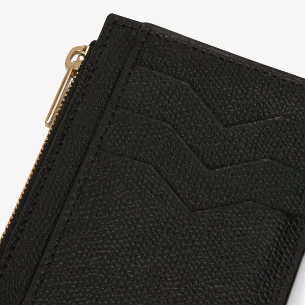 Valextra Card Holder 3CC with Zip in Black | Wallets & Purses | Luxury Shoes 