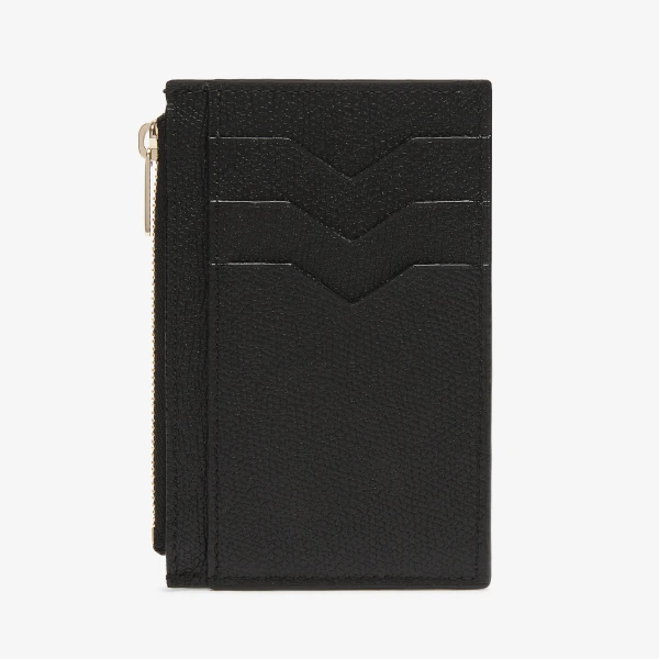 Valextra Card Holder 3CC with Zip in Black | Wallets & Purses | Luxury Shoes 