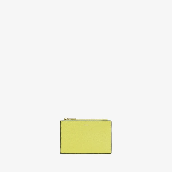 Valextra Card Holder 3CC with Zip in Citrine Yellow | Wallets & Purses | Luxury Shoes 