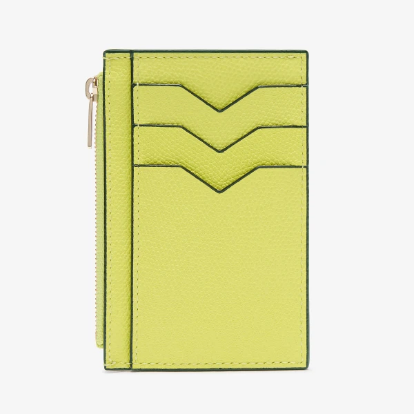 Valextra Card Holder 3CC with Zip in Citrine Yellow | Wallets & Purses | Luxury Shoes 