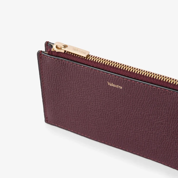 Valextra Card Holder 3CC with Zip in Claret Red | Wallets & Purses | Luxury Shoes 