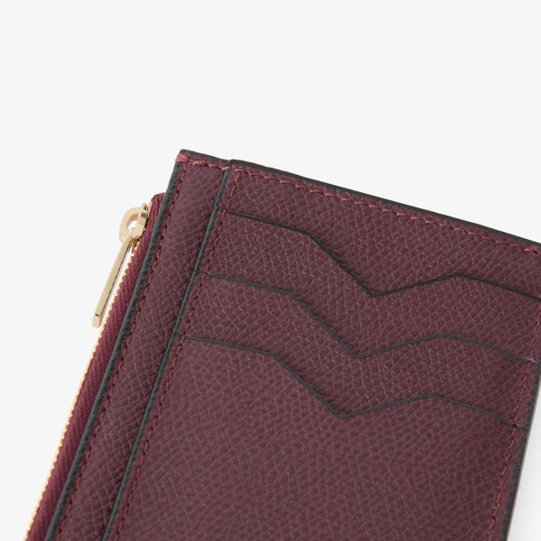 Valextra Card Holder 3CC with Zip in Claret Red | Wallets & Purses | Luxury Shoes 