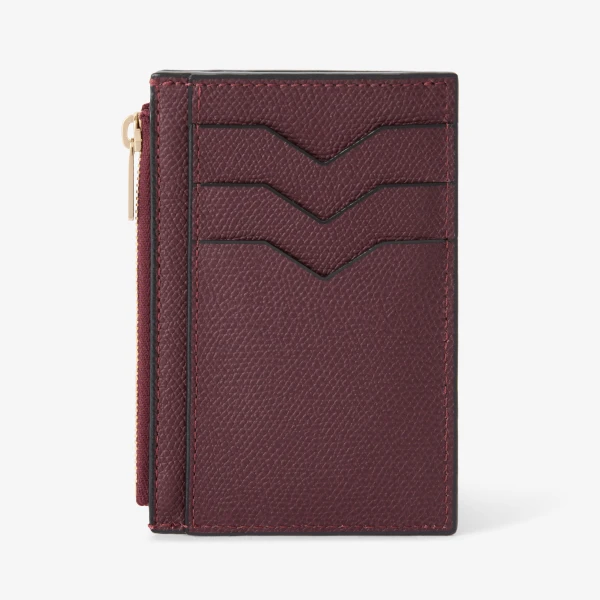 Valextra Card Holder 3CC with Zip in Claret Red | Wallets & Purses | Luxury Shoes 
