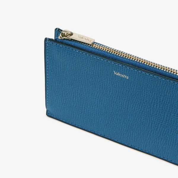 Valextra Card Holder 3CC with Zip in Cobalt Blue | Wallets & Purses | Luxury Shoes 